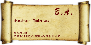 Becher Ambrus névjegykártya